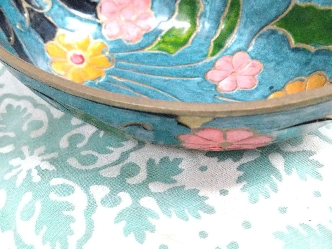 アンティーク アジアン雑貨 インド 七宝焼？ 小物入れ スワン 白鳥