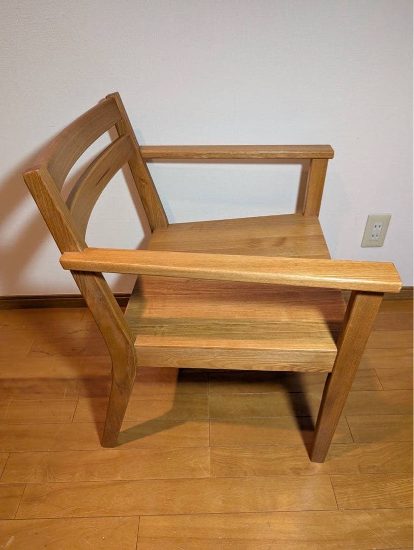 ■送料込■無印良品 ラウンジチェア タモ材 木製イス 椅子 北欧 廃盤品