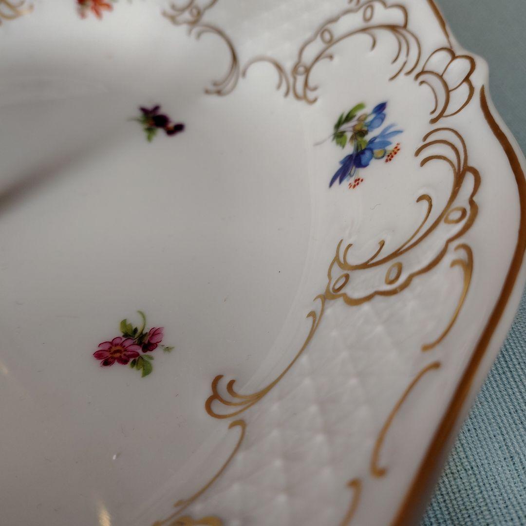 ドイツ/リンドナー製ロココ調 二段式ケーキスタンド 陶器製 花柄 ゴールド