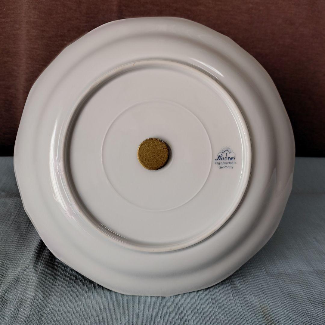 ドイツ/リンドナー製ロココ調 二段式ケーキスタンド 陶器製 花柄 ゴールド