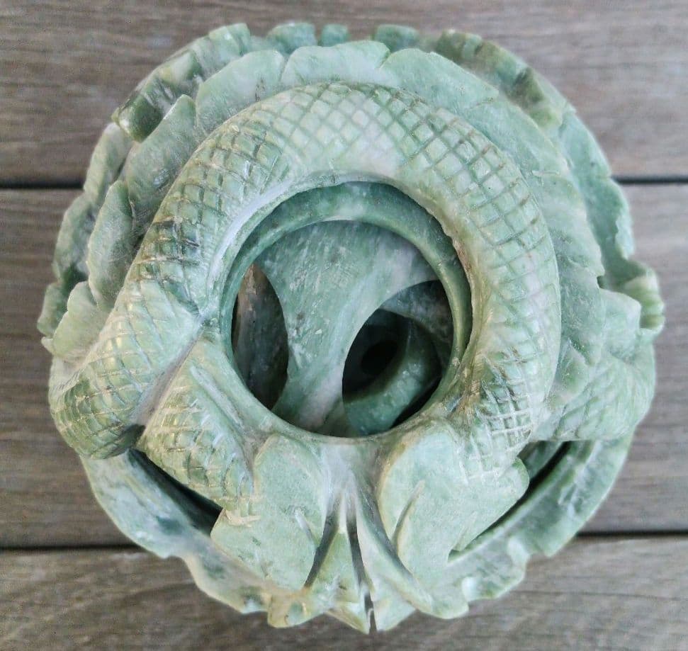 多層球　置物　グリーンアベンチュリン　工芸品