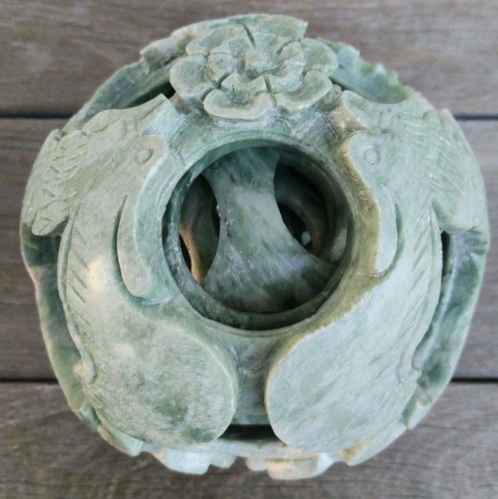 多層球　置物　グリーンアベンチュリン　工芸品