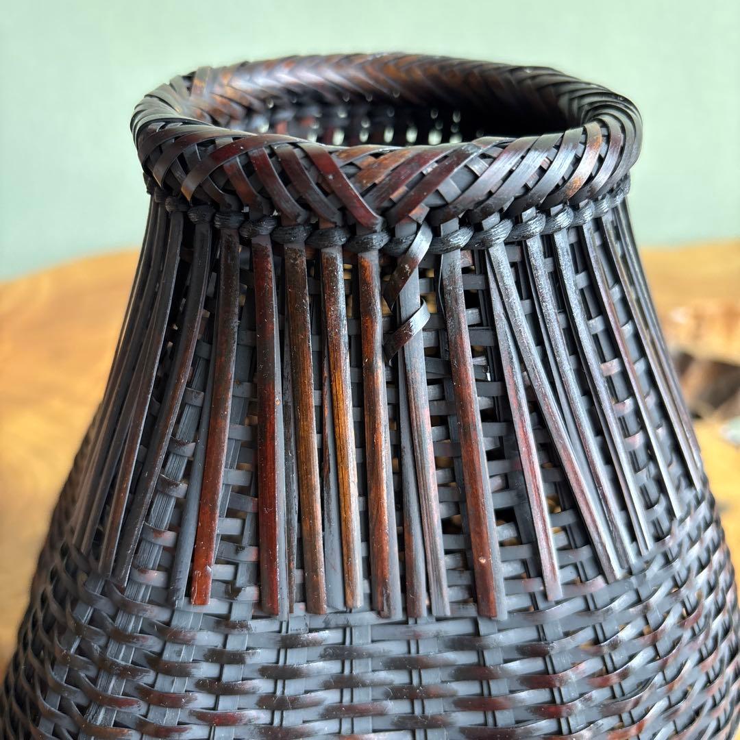 竹芸家 名工 島村白峰斎造 桂籠 花籠 花入