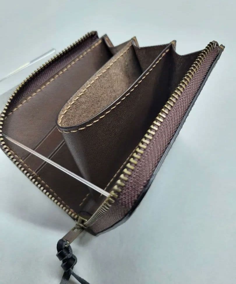L字ファスナー財布　レザークラフト　ミニ財布　小銭入れ　ハンドメイド