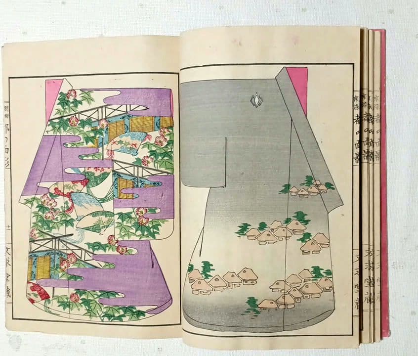 稀本都乃面影（着物図柄46図人物4図柄計50図柄)神坂吉隆（雪佳)明治23年出版