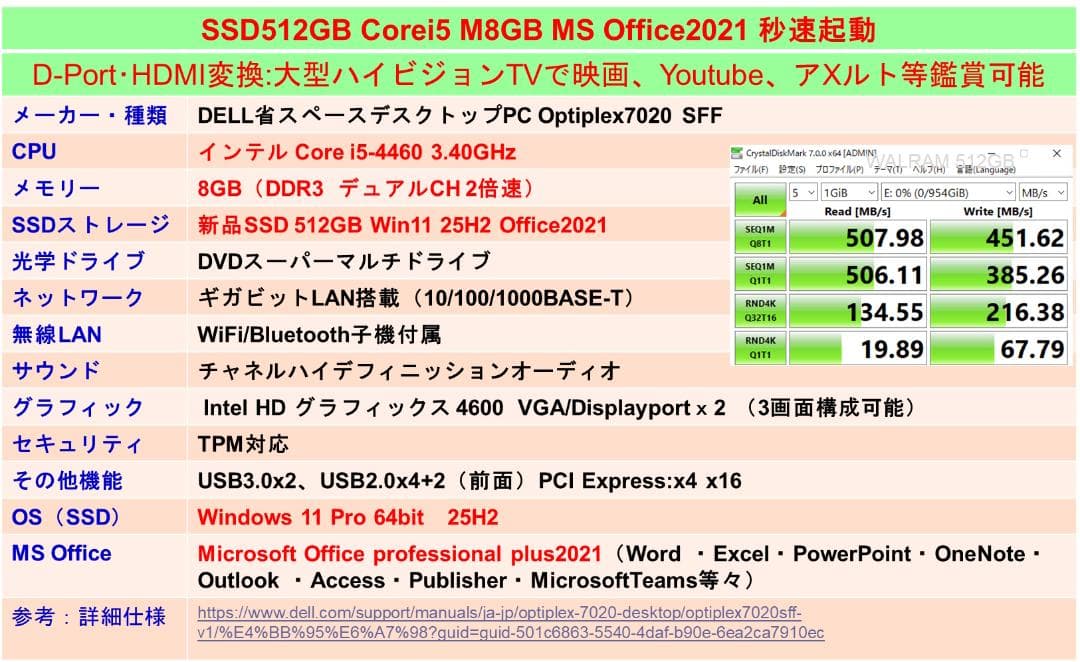 完全【整備済み品】新品SSD512G i5 M8G Win11 Offi2021
