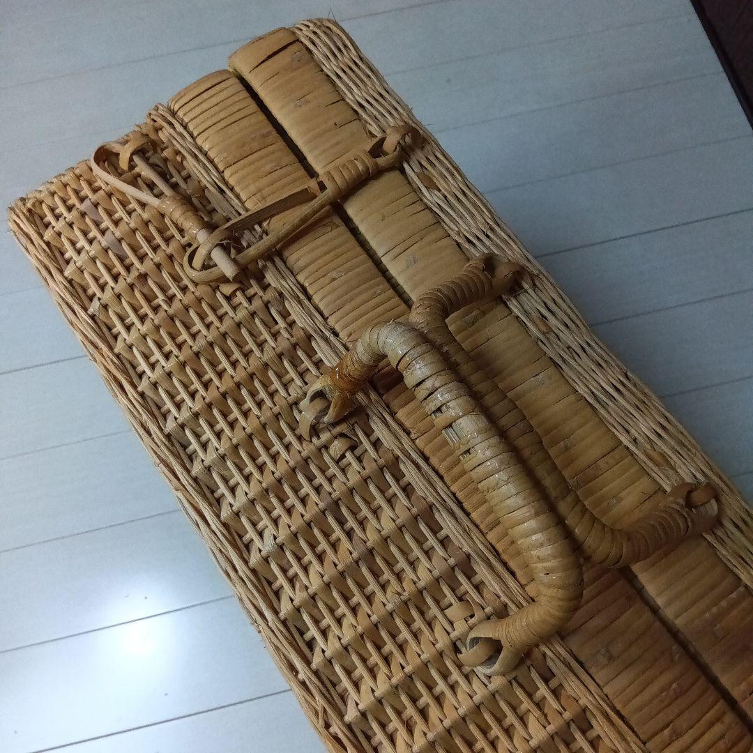 「昭和レトロ」良品 アンティーク 大型 藤製品 ピクニック バスケット