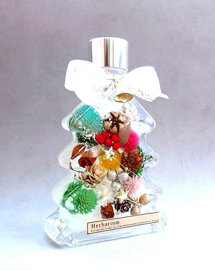 ハーバリウム X'mas 2025【カラフルオーナメントツリーボトル】