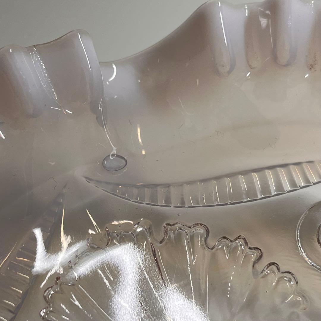 希少 アンティーク ノースウッド 足付きボウル フリル オパールセント 乳白色