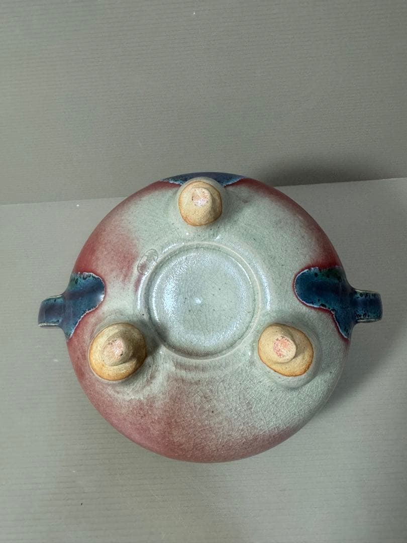 2183 香春焼 辰砂　獅子香炉