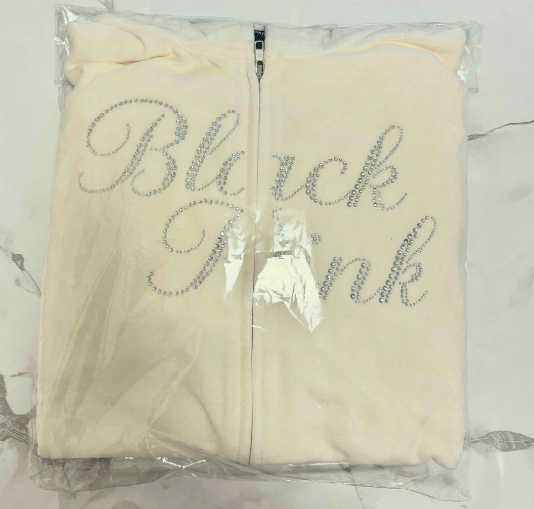 【美品】BLACKPINK ベロアジップアップフーディー （IVORY）　L