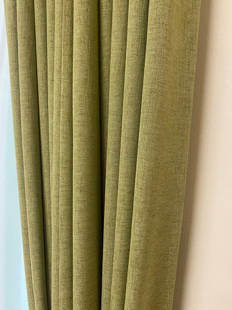 ニトリ ライトグリーン ファブリックカーテン シンプルストライプ 2枚セット