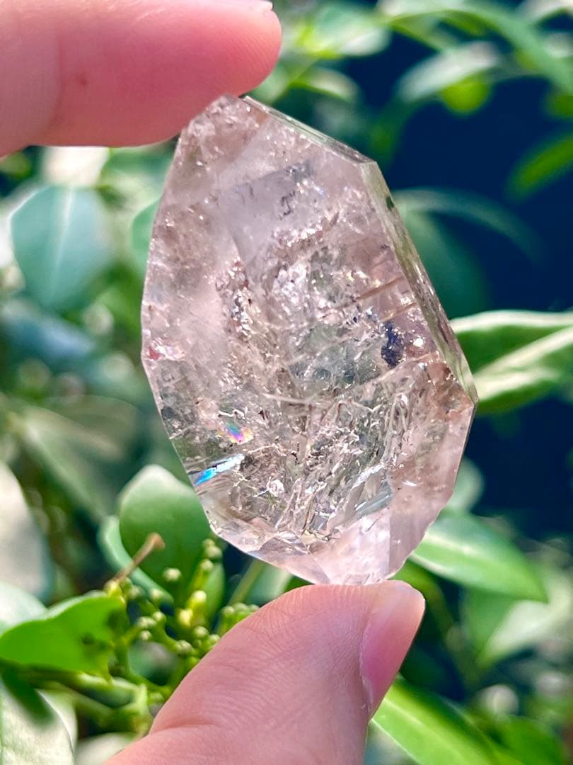 虹入＊水入り水晶　ハーキマーダイヤモンド　パキスタン産　 気泡　天然石古代水入り