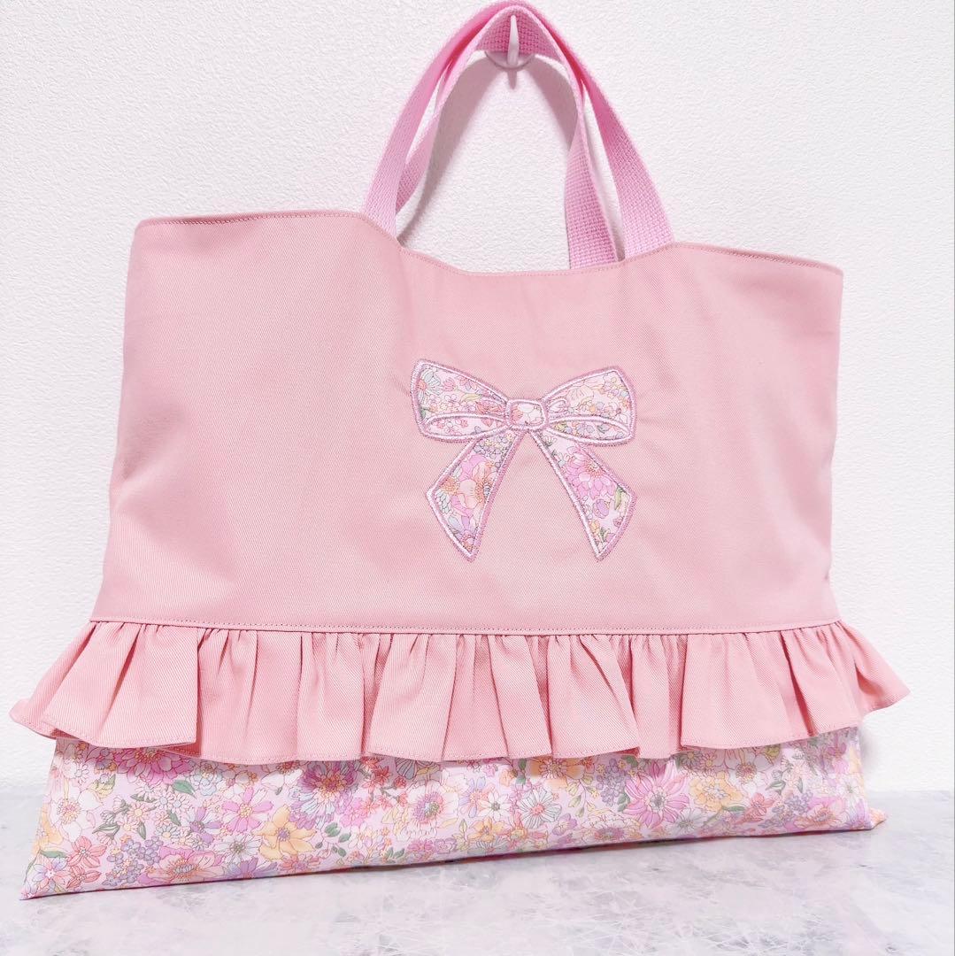 レッスンバッグ　上履き袋　体操服袋　3点セット　女の子　入園入学　花柄　リボン