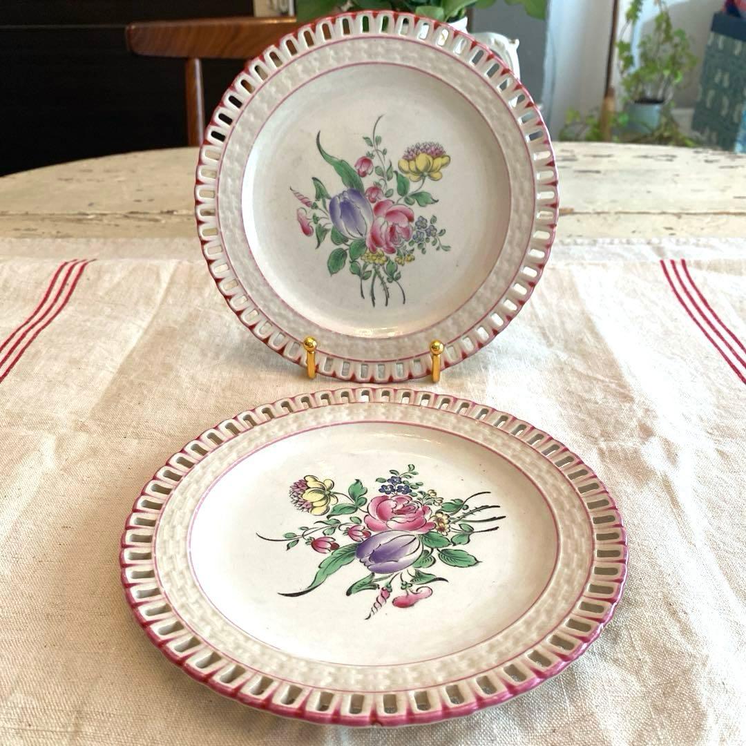 フランス アンティーク リュネビル ストラスブール パニエ　プレート【B】