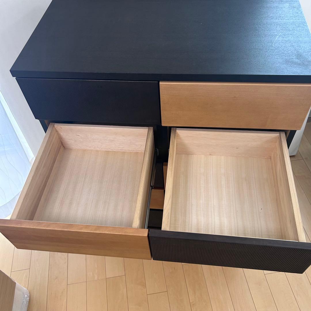 モダン5段チェスト　ツートンカラー　リブ加工　インダストリアル　全段レール　蟻組