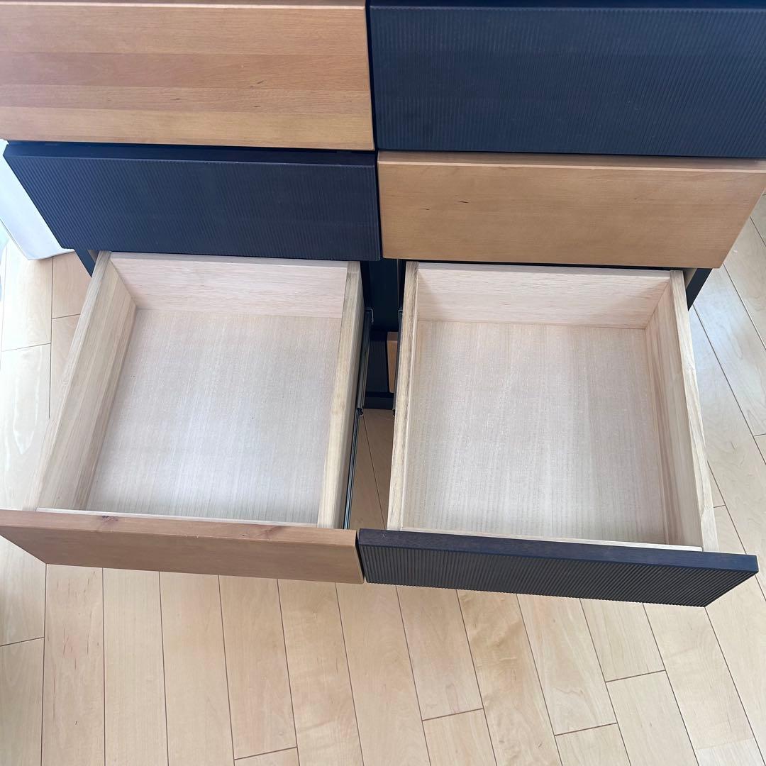 モダン5段チェスト　ツートンカラー　リブ加工　インダストリアル　全段レール　蟻組