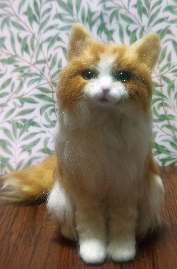 羊毛フェルト　猫　長毛　置物 ❖お髭は梱包時にお付け致します