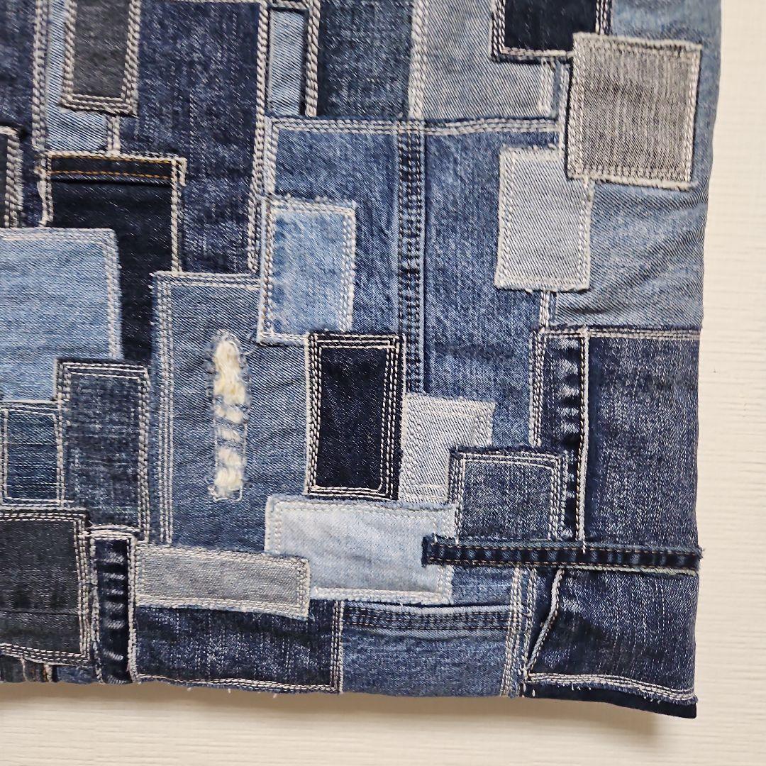 デニムリメイク パッチワーク ヴィンテージ風バッグ　刺し子