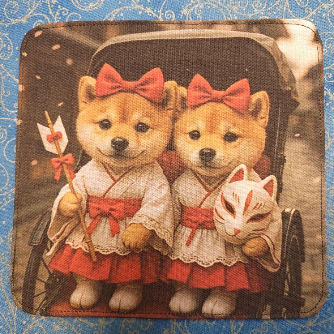 MAY ランチョンマット風1枚　ハンカチ11枚 　柴犬さん柄