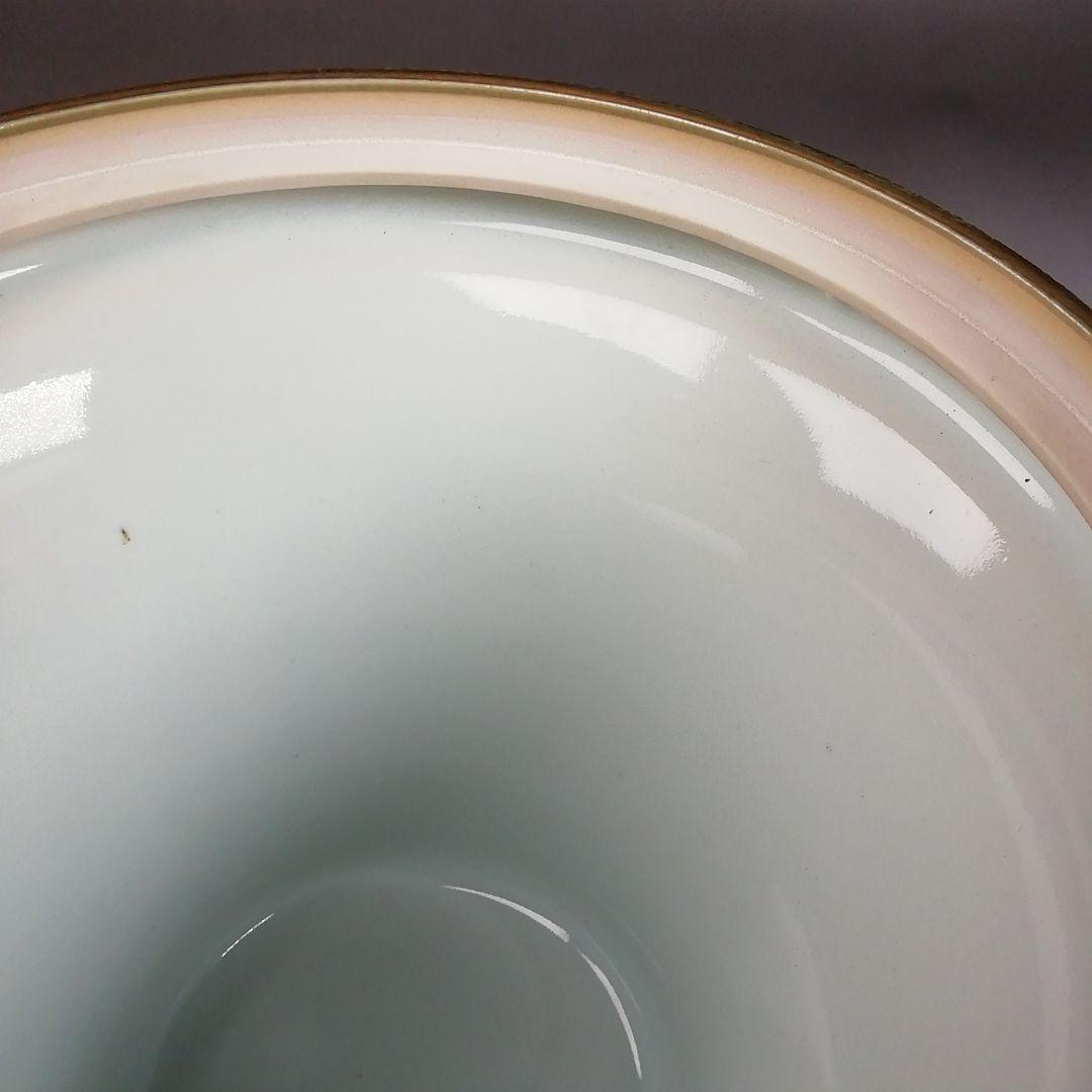 Ｗ３８１　水指　『緑地金襴手　末広形』『玉堂窯　手塚玉堂 造』　共箱　茶道具