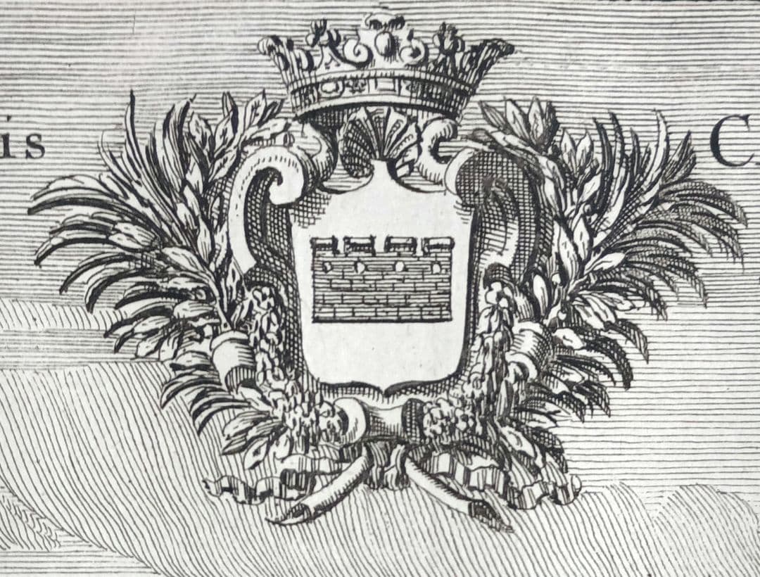 額装品　西洋古典版画　17世紀　スウェーデン　「ウランゲル宮殿」景観図