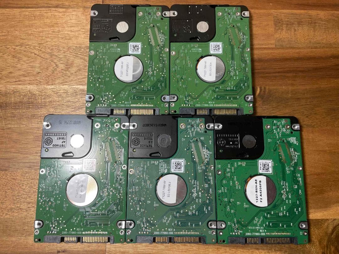 5枚セット WDC 2.5インチ HDD 1TB 厚さ9mm