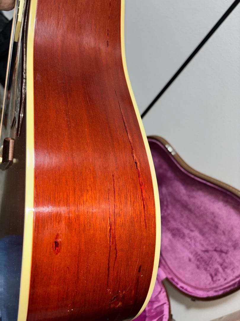 2018 gibson hummingbird vintage サイド割リペア済