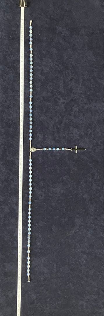 ロザリオネックレス　合成オパール　手編みロザリオ　長崎編み