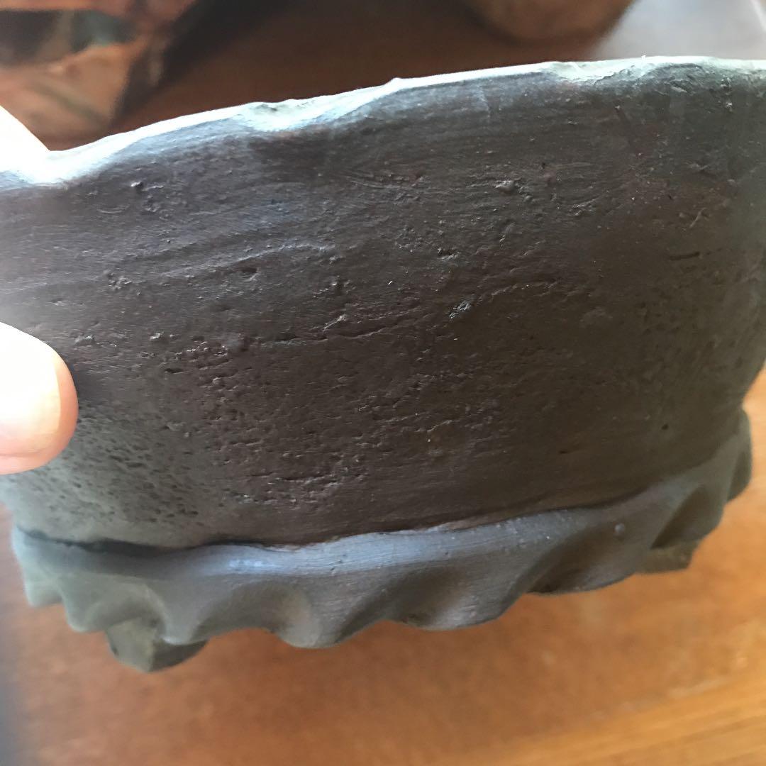 盆栽鉢　時代手捻りずっしりと素敵な盆栽鉢小品盆栽山野草18x8cm907g