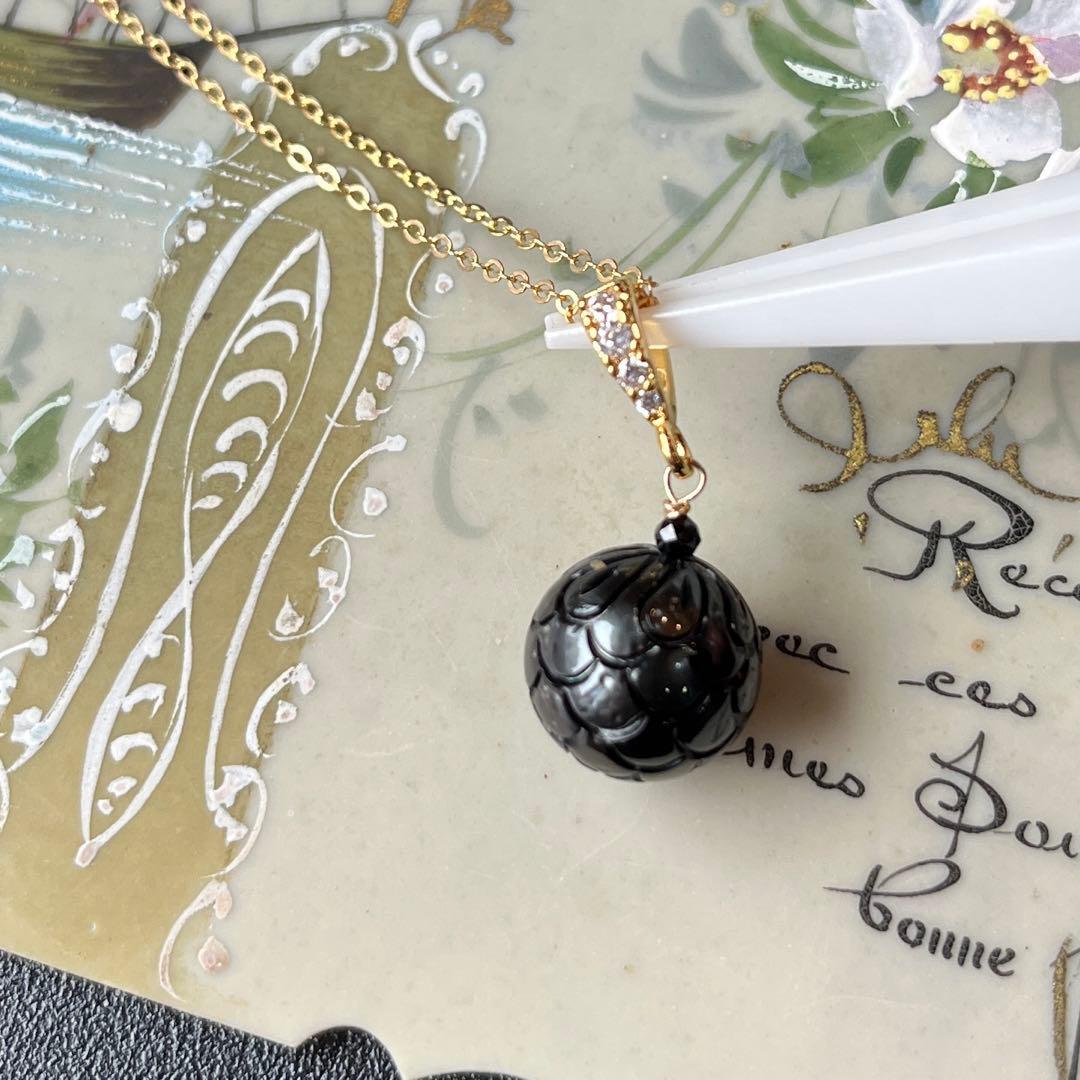 黒蝶真珠プルメリアマーメイドカービング＊ピアスorイヤリング