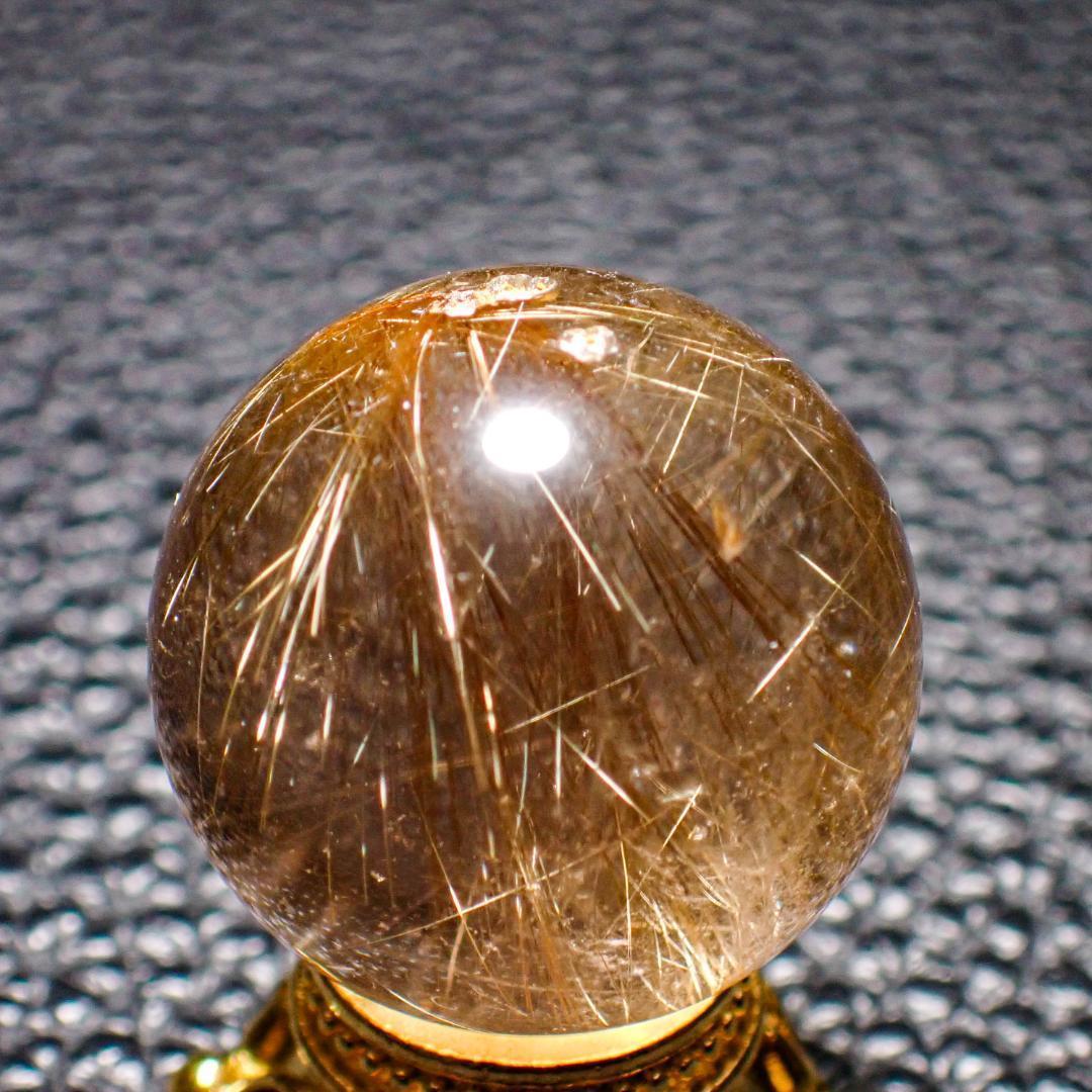 天然石 タイチン ゴールドルチル スフィア 5 原石 水晶 結晶 パワーストーン