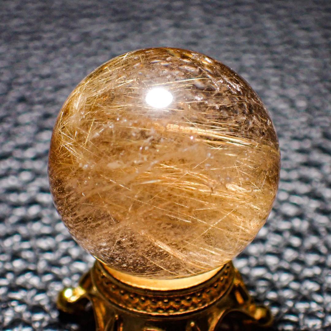 天然石 タイチン ゴールドルチル スフィア 5 原石 水晶 結晶 パワーストーン