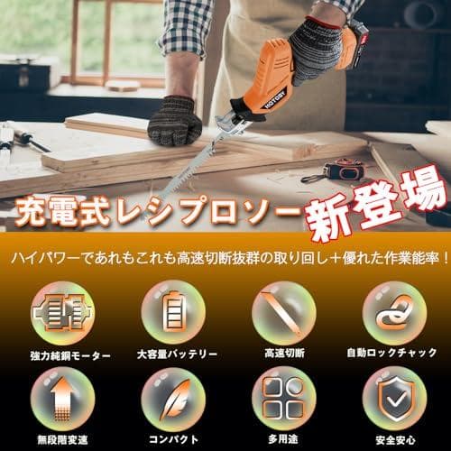 電動ノコギリ 充電式 レシプロソー 大容量バッテリー2個付き PSE認証済み m