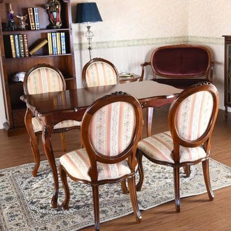 イタリアアンティーク調チェア ピンクストライプ