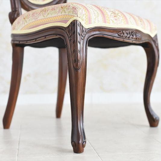 イタリアアンティーク調チェア ピンクストライプ