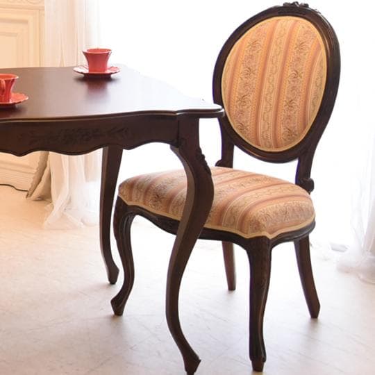 イタリアアンティーク調チェア ピンクストライプ