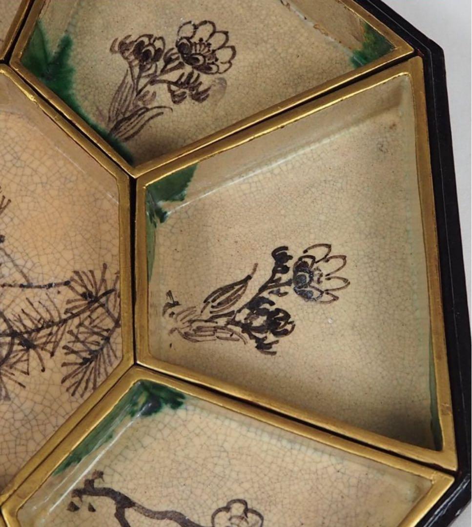 送料無料　江戸～明治　豊楽焼菓子器菓子皿★大珍品★　茶道具　本物保証