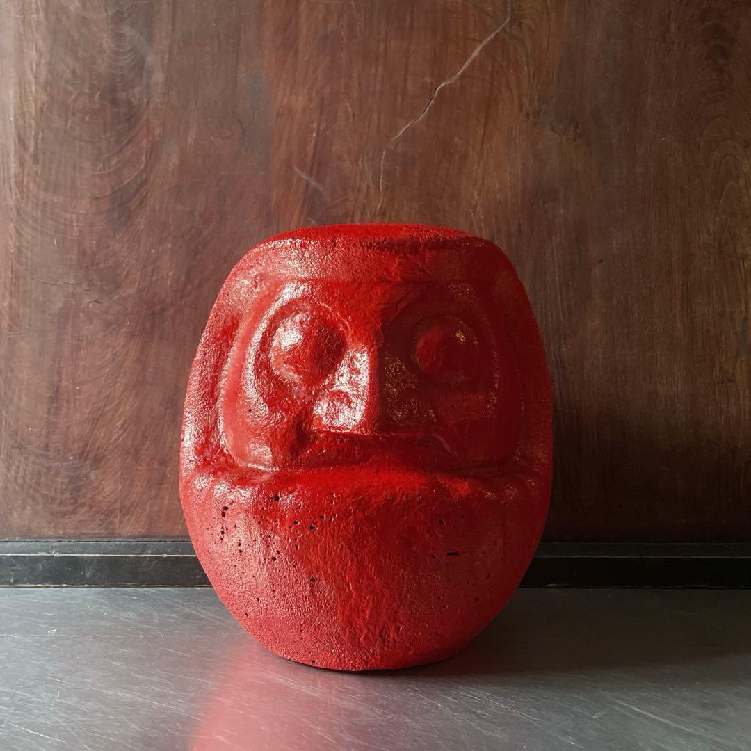 達磨 だるま ダルマ 旧家蔵出 置物 縁起物 骨董 石型 オブジェ 郷土玩具 1