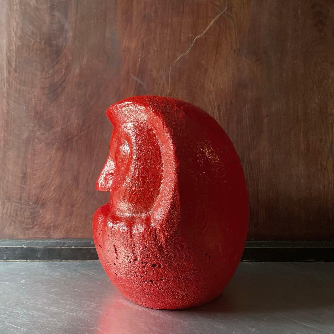 達磨 だるま ダルマ 旧家蔵出 置物 縁起物 骨董 石型 オブジェ 郷土玩具 1