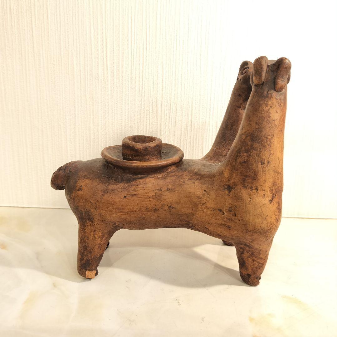 海外製 焼き物 アルパカオブジェ キャンドルホルダー お香立て