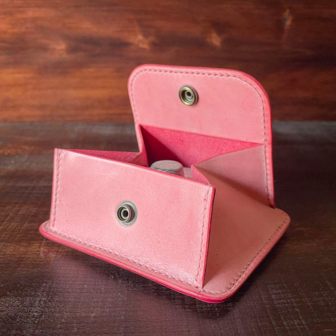 《小銭 ＆ カード》ミニマルレザーウォレット（Fuxia）