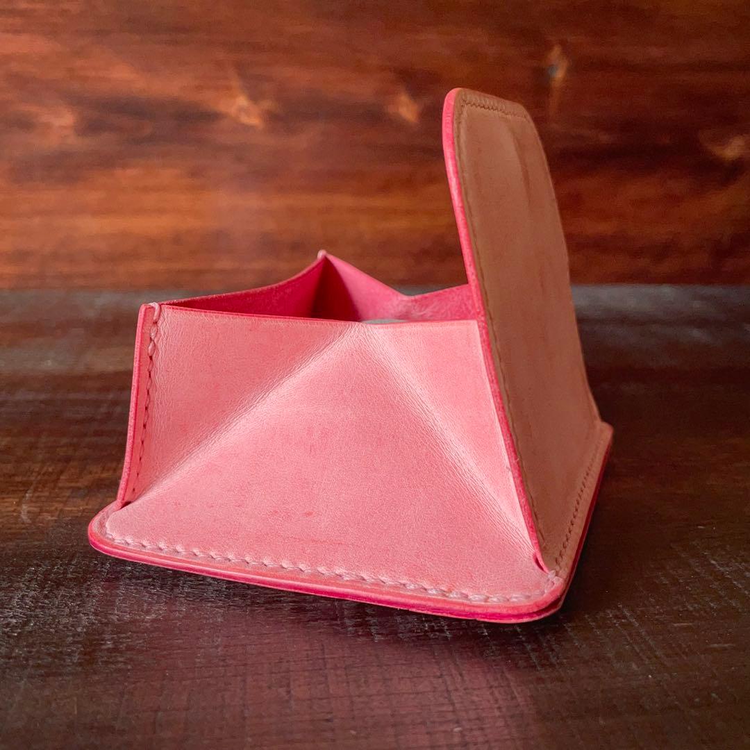 《小銭 ＆ カード》ミニマルレザーウォレット（Fuxia）