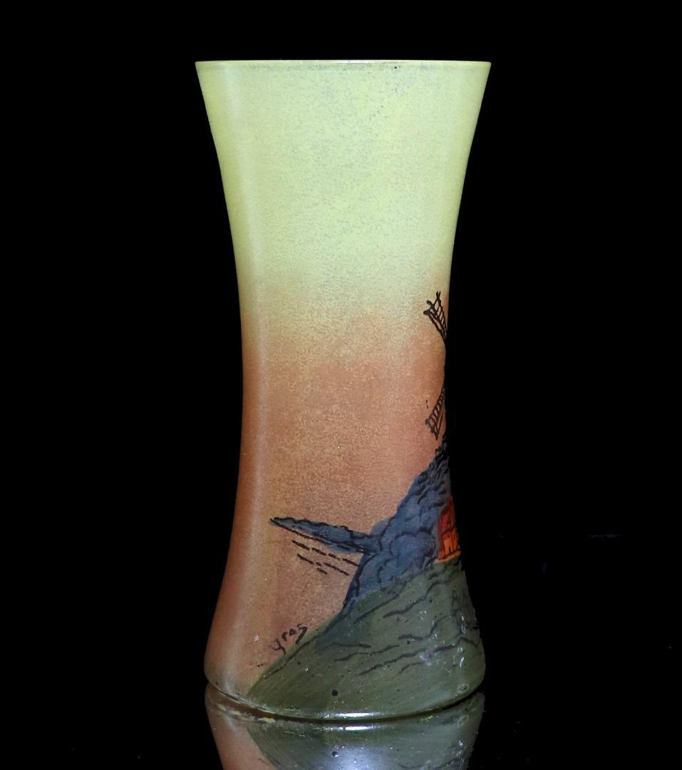 フランソワ・テオドール・ルグラ 1890年頃 レアサイズ 風車のある街 花瓶