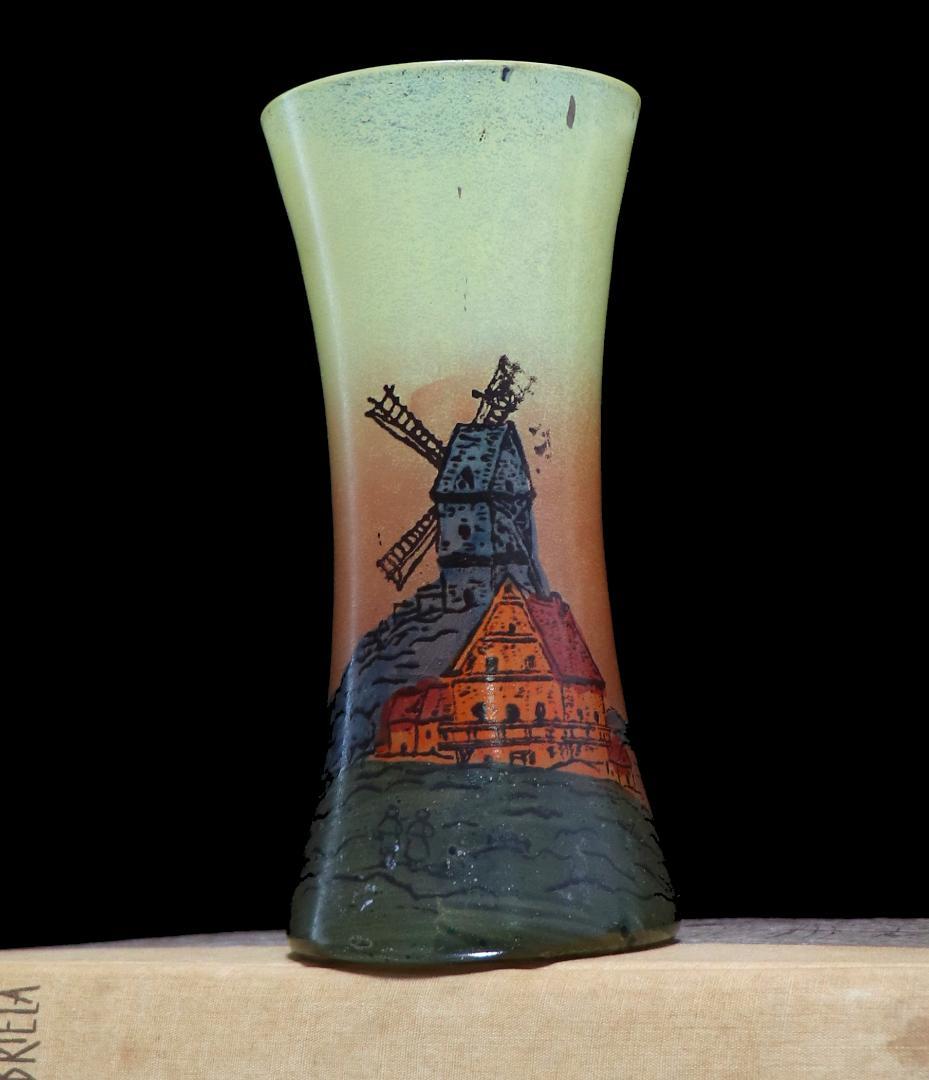 フランソワ・テオドール・ルグラ 1890年頃 レアサイズ 風車のある街 花瓶