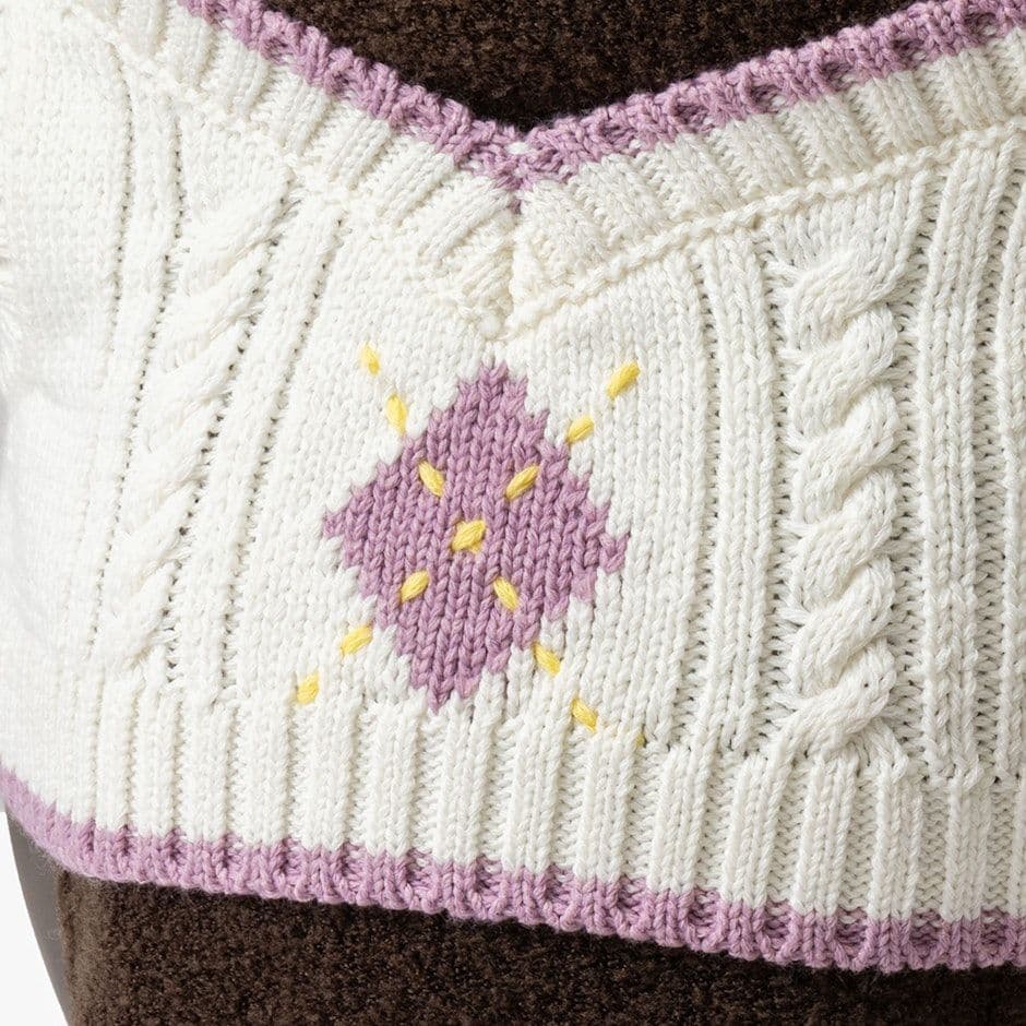 新品【LOVOT】ラボット にっと ベスト アーガイル柄 ラベンダー ﻿トップス