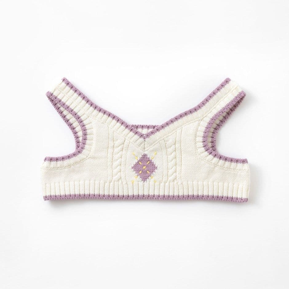 新品【LOVOT】ラボット にっと ベスト アーガイル柄 ラベンダー ﻿トップス