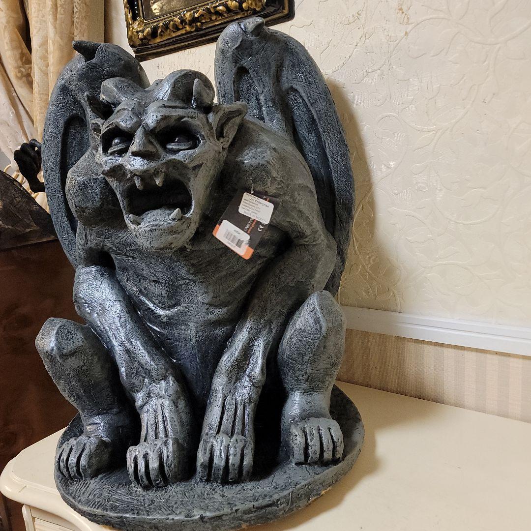 メキシコ製　ガーゴイル像　 高さ56cm　天然ゴム系製品　置物　イベント用等