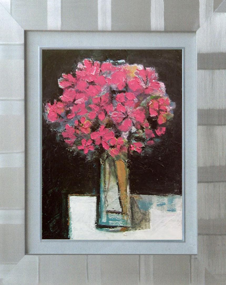 油絵 菅家令子 絵 絵画 インテリア 額付(黒) uF6-113602 花