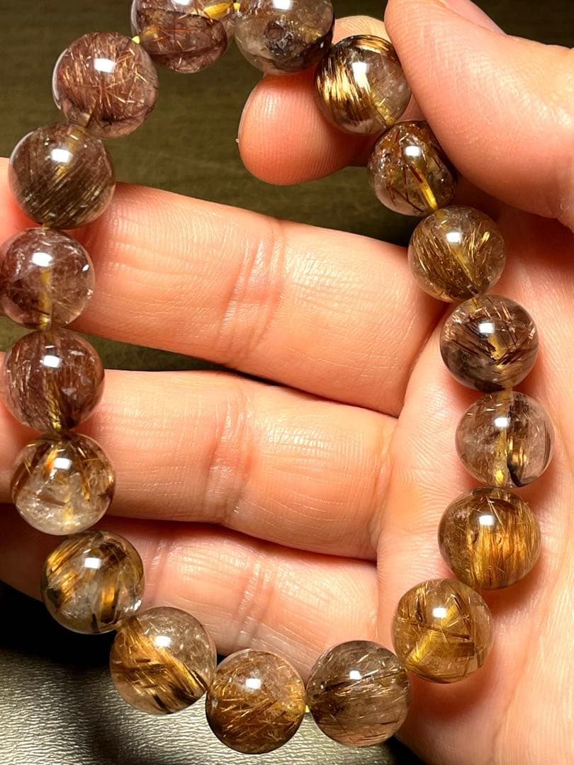 タイガーブラウンタイチンルチル11㎜（新品）福禄寿　金運最強ハイグレード金運最強